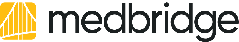 MedBridge logo with symmetrical yellow patterns and "medbridge" in bold black letters.